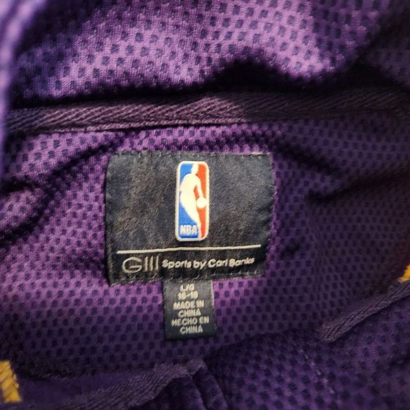 Los Angeles Lakers Sweater Youth Large Purple Yellow 1/4 Zip G-III By Carl Banks - Picture 5 of 13